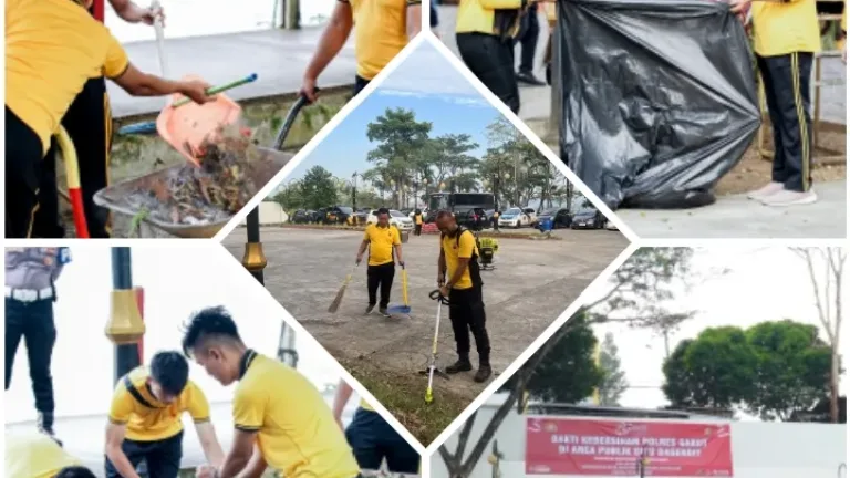 Sambut Hari Bhayangkara Ke-80, Polres Garut Gelar Bakti Kebersihan di Situ Bagendit