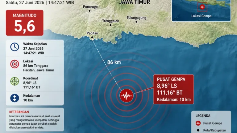Gempa Pacitan M 5,6 Terasa Kuat hingga DIY