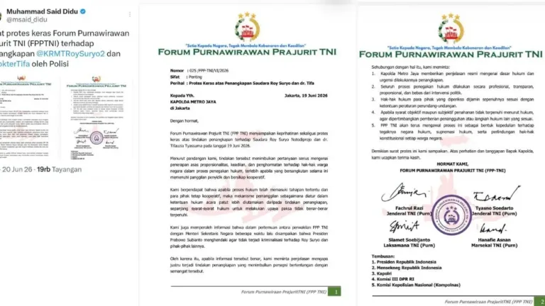 FPP TNI Protes Penangkapan Roy Suryo, Ditandatangani Para Purnawirawan Jenderal