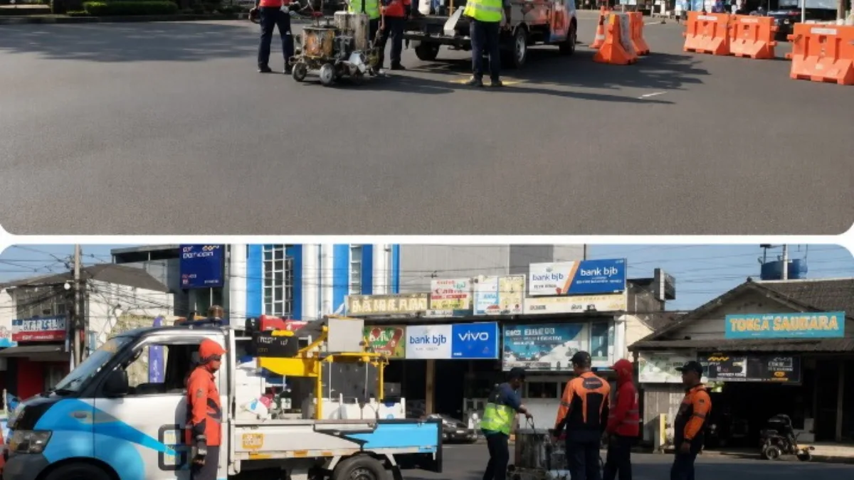 Pengecatan Marka Jalan di Pertigaan Jalan Patriot, Dishub Garut Tingkatkan Keselamatan dan Ketertiban Lalu Lintas