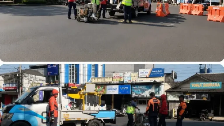 Pengecatan Marka Jalan di Pertigaan Jalan Patriot, Dishub Garut Tingkatkan Keselamatan dan Ketertiban Lalu Lintas