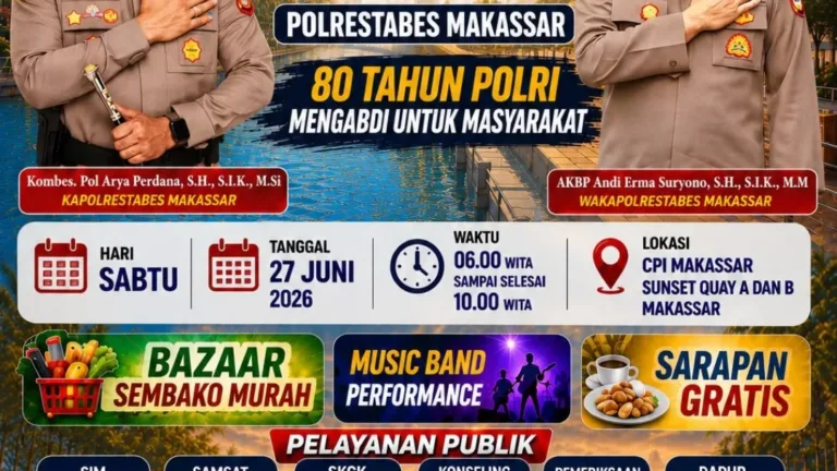 Rangkaian HUT Bhayangkara ke‑80, Polrestabes Makassar Hadirkan Car Free Day Penuh Layanan & Kemeriahan untuk Masyarakat