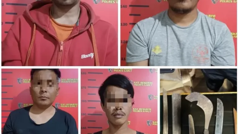 Dari Lahan Parkir berujung Penganiayaan Berat di Wanaraja, Polisi Amankan Empat Tersangka dan Sita Senjata Tajam