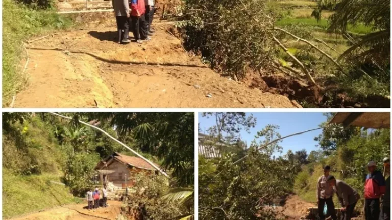 Bhabinkamtibmas Polsek Banjarwangi Gerak Cepat Tinjau Longsor di Tanjungjaya, Warga Diimbau Relokasi Demi Keselamatan