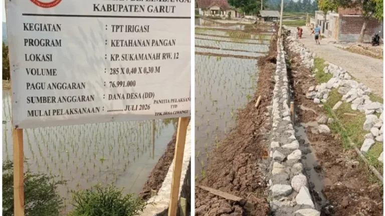 Pemdes Ciwangi Gunakan Dana Desa Buat TPT Irigasi Dukung Ketahanan Pangan