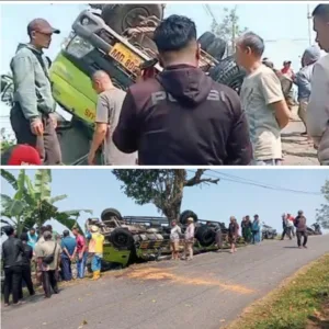 Diduga Rem Blong, Truk Semen Dievakuasi di Tikungan Wates