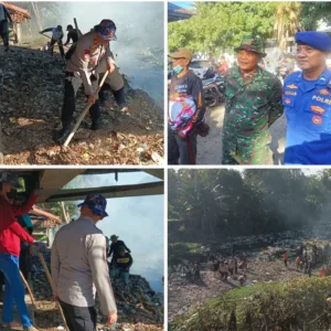 Polri dan Warga Kompak Gotong Royong Bersihkan Sungai Cipalebuh