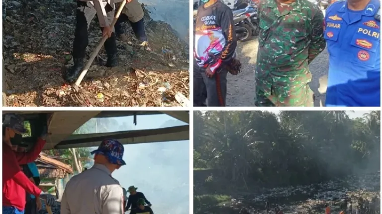 Polri dan Warga Kompak Gotong Royong Bersihkan Sungai Cipalebuh
