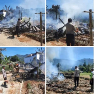 Kebakaran Hanguskan Rumah Panggung di Bungbulang, Polisi Olah TKP