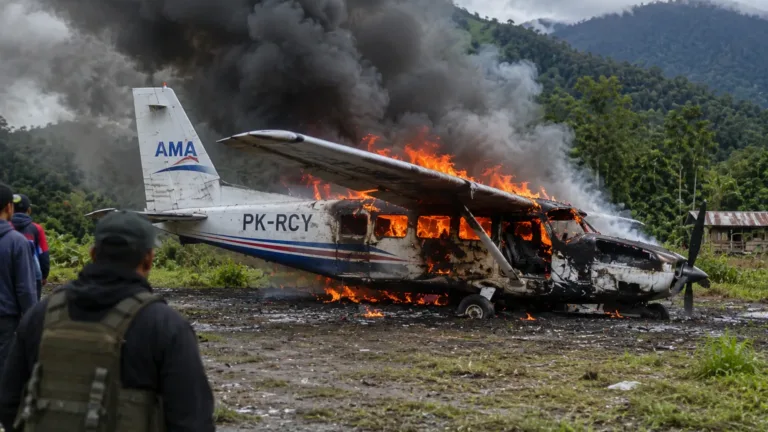 Pesawat AMA Diduga Dibakar KKB di Yahukimo
