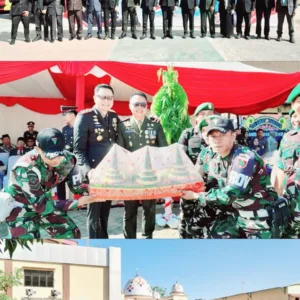 Rayakan HUT Bhayangkara Ke-80, Dandim 1409/Gowa Berikan Ucapan Selamat dan Tumpeng kepada Kapolres