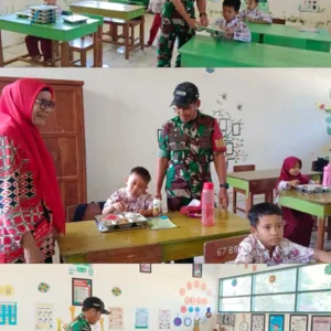 Kawal Pemenuhan Gizi Siswa, Babinsa Koramil 06 Bajeng Kodim 1409/Gowa Dampingi Kegiatan SPPG di Desa Bontosunggu 