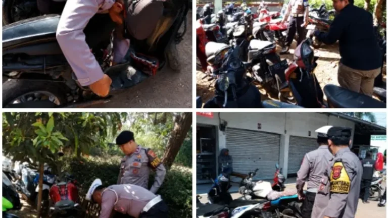 Polsek Banyuresmi Tertibkan Knalpot Brong di Lingkungan Sekolah, 12 Knalpot Tidak Sesuai Standar Diamankan