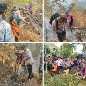 Polisi dan Warga Padamkan Kebakaran Lahan di Talagawangi