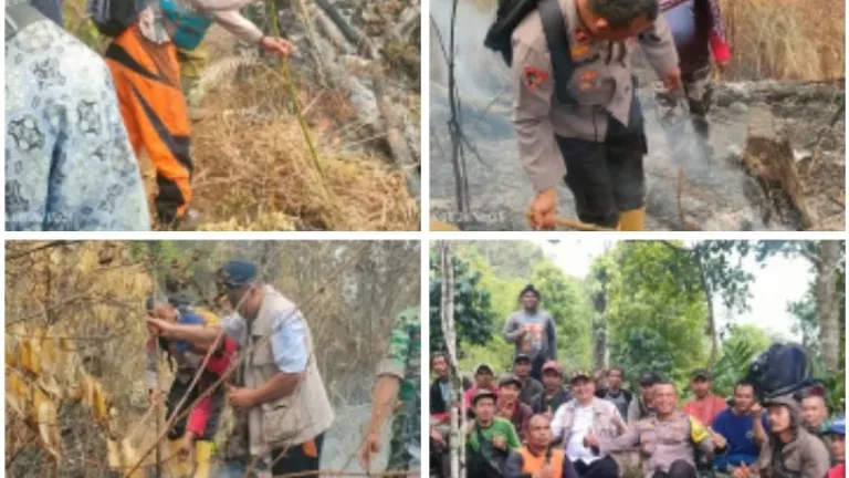 Polisi dan Warga Padamkan Kebakaran Lahan di Talagawangi