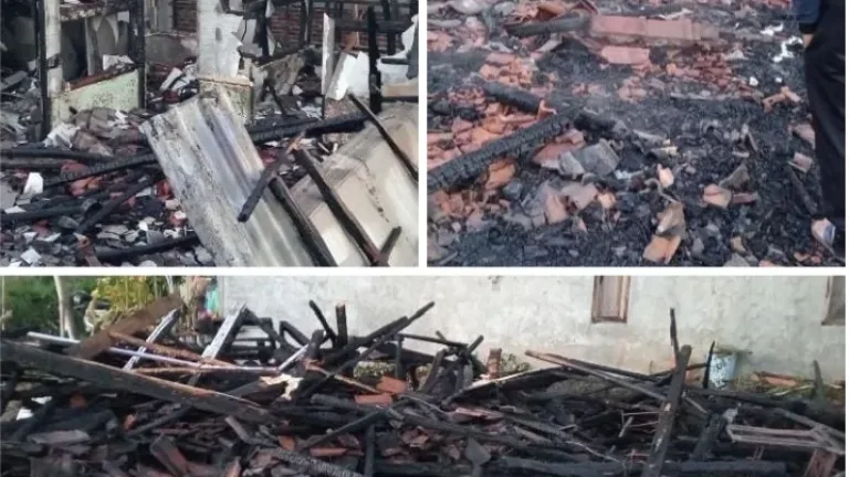 Malam kelam di Cikajang,tiga rumah warga ludes dilalap api,harta benda tak tersisa.