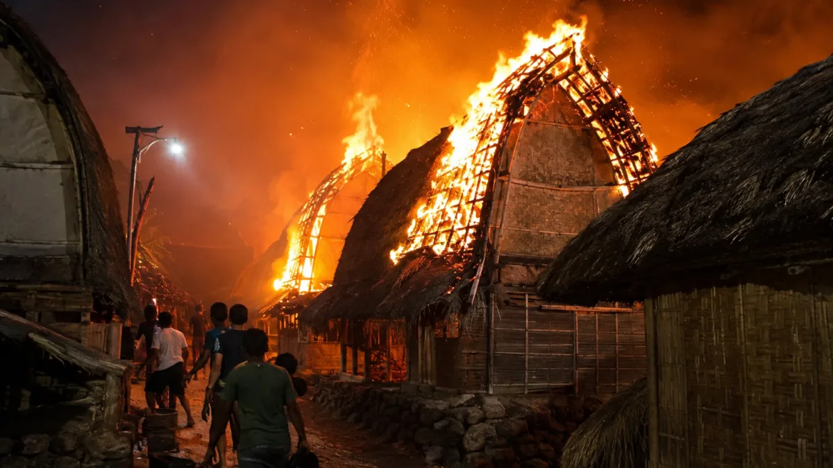 Kebakaran Desa Adat Sade Lombok Tengah, Warga Selamatkan Diri (Foto : Illustrasi)