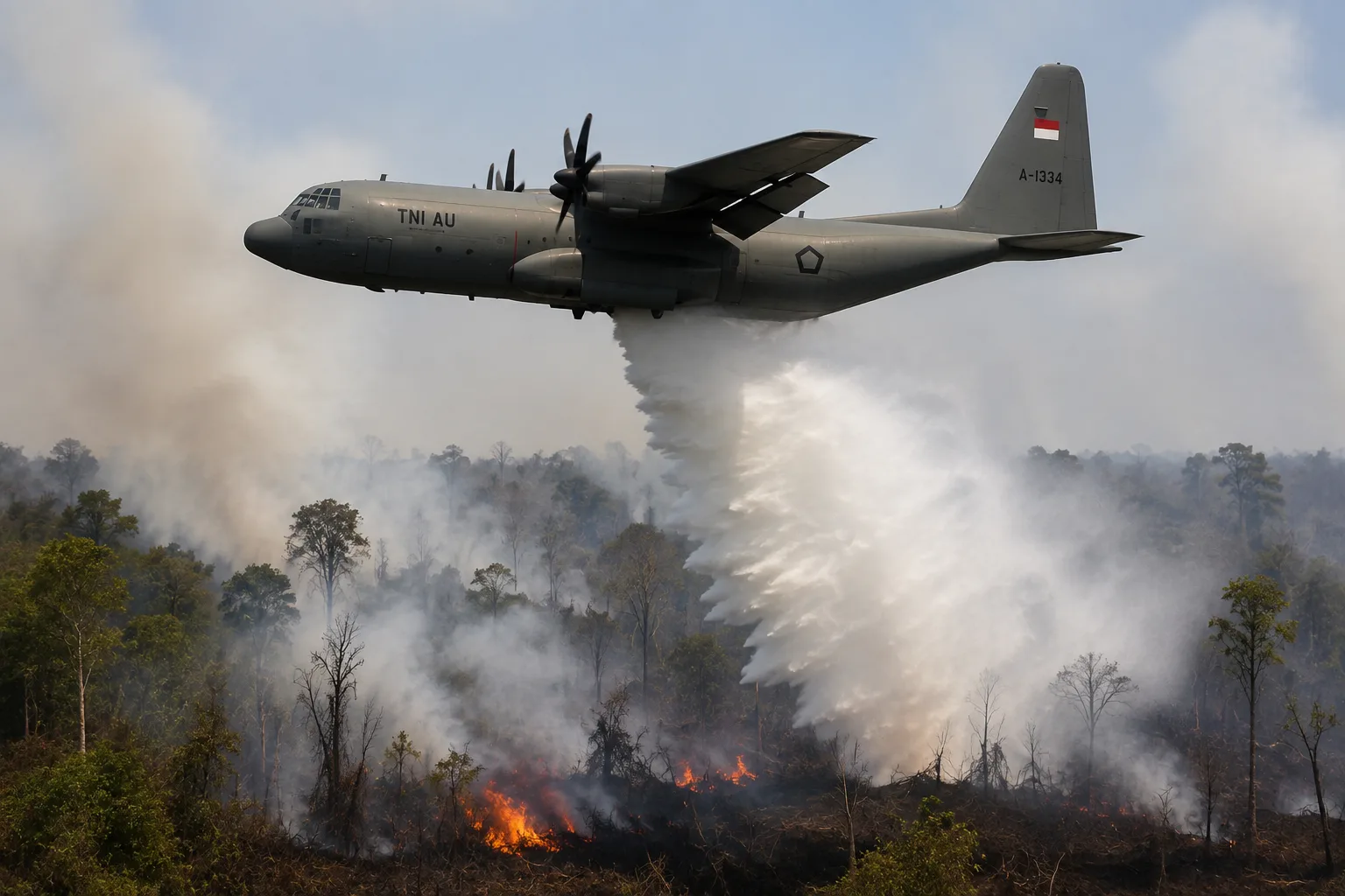 TNI AU Kerahkan 5 Pesawat Bantu Tangani Karhutla di Kalimantan