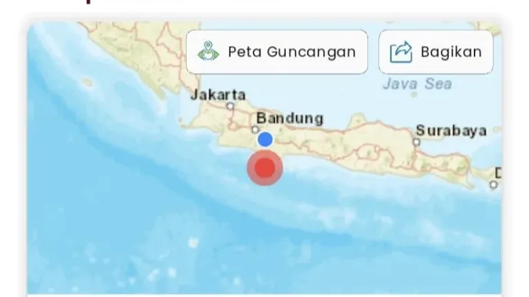 Gempa Magnitudo 5,3 Guncang Barat Daya Pangandaran, Tidak Berpotensi Tsunami