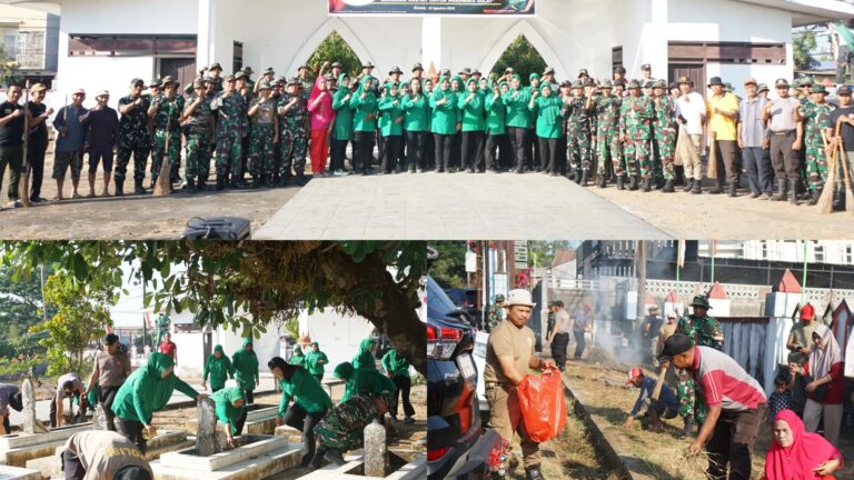 Jelang HUT RI Ke-81, Sinergitas TNI-Polri dan Masyarakat Gelar Karya Bakti di TMP Romanglompoa