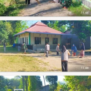 Sambut Semarak Kemerdekaan, Pemdes Kalebarembeng Bersama Babinsa dan Mahasiswa KKN Bersihkan Fasilitas Umum