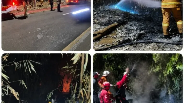 DAMKAR Garut Gerak Cepat, Bantu Pemadaman Kebakaran Lahan Bambu Di Wado,Keselamatan Jiwa Lebih Utama