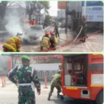 Mobil Terbakar ,Damkarmat Dan TNI Terjunkan mobil Pemadam, Diduga Akibat Korsleting Listrik