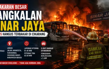 Kebakaran Pangkalan Sinar Jaya, 50 Bus Hangus di Cikarang