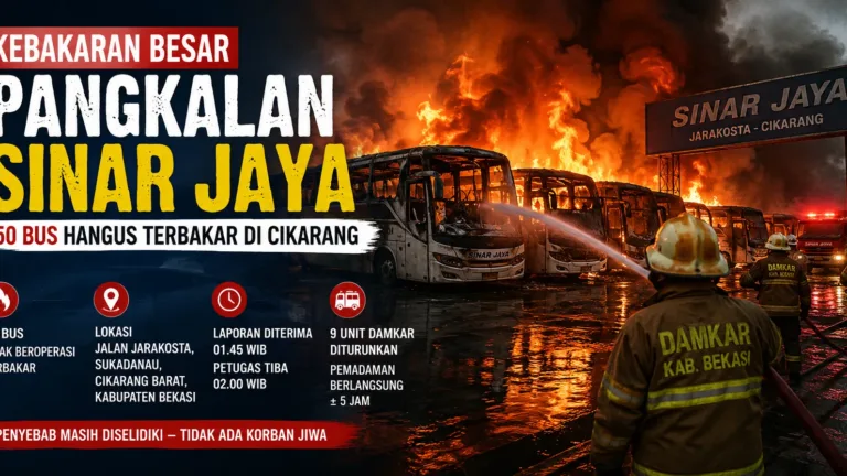 Kebakaran Pangkalan Sinar Jaya, 50 Bus Hangus di Cikarang