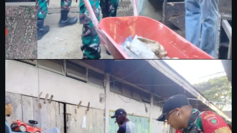 Koramil 1408-05/Mariso Gelar Karya Bhakti Bersihkan Pasar dan Selokan, Wujudkan Lingkungan Sehat dan Nyaman