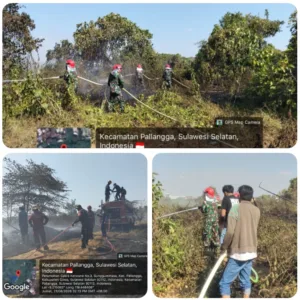 Respon Cepat Laporan Warga, Tim Gabungan Kodim 1409/Gowa Padamkan Api di Desa Bontoala