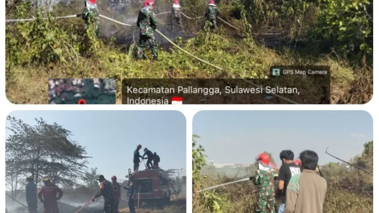 Respon Cepat Laporan Warga, Tim Gabungan Kodim 1409/Gowa Padamkan Api di Desa Bontoala