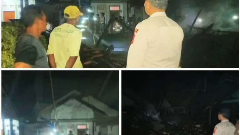 Polisi Cek TKP Kebakaran Rumah Panggung di Garut