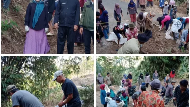 Warga RW 02 Desa Sukamulya Kompak Gotong Royong Bersihkan Bahu Jalan