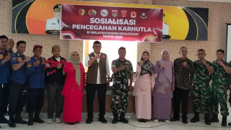 CEGAH KARHUTLA, KODIM 0304/AGAM GANDENG FORKOPIMCA DAN BPBD GELAR SOSIALISASI DI BASO