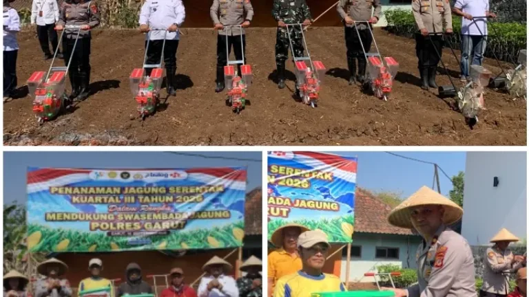 Tanam Jagung Serentak, Polres Garut Dorong Ketahanan Pangan