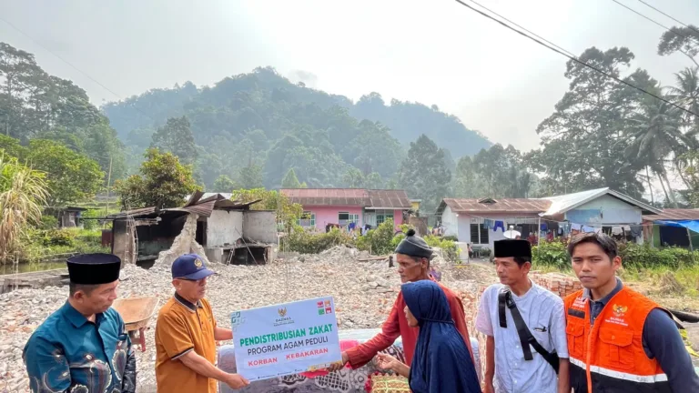 Camat Palupuh Nong Rianto Dampingi BAZNAS Agam Serahkan Bantuan Korban Kebakaran di Jorong Palupuh