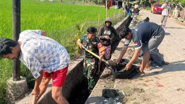 Babinsa Bersama Warga Binaan Gelar Karya Bakti Pembersihan Saluran Irigasi Demi Ketahanan Pangan