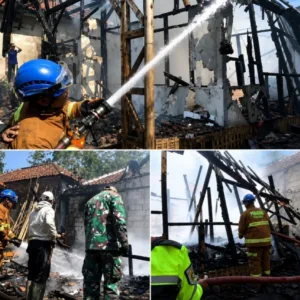 Damkarmat Garut Gerak Cepat Tangani Kebakaran Rumah Panggung di Cikajang