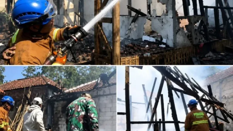 Damkarmat Garut Gerak Cepat Tangani Kebakaran Rumah Panggung di Cikajang