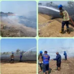 Sisa Pembakaran Picu Kebakaran Lahan Landasan TNI AU Cikelet, Damkarmat Bergerak Cepat