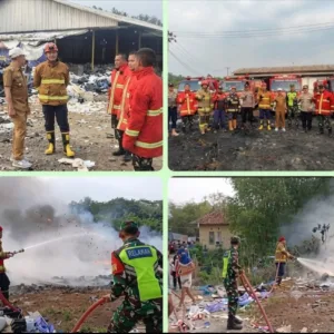 Kebakaran Pabrik di Cibatu Garut, Kadis,Koramil,Polsek Terjun Langsung Tangani Api