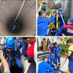 Damkarmat Evakuasi Warga Jatuh ke Sumur Sedalam 25 Meter