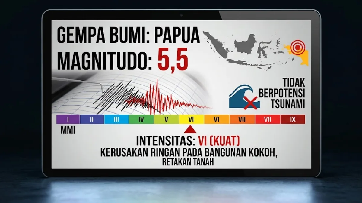 Gempa Magnitudo 5,5 Guncang Papua, Tak Berpotensi Tsunami