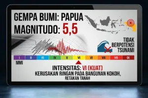 Gempa Magnitudo 5,5 Guncang Papua, Tak Berpotensi Tsunami