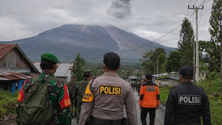 1.279 Personel TNI-Polri Siaga Hadapi Erupsi Gunung Sinabung