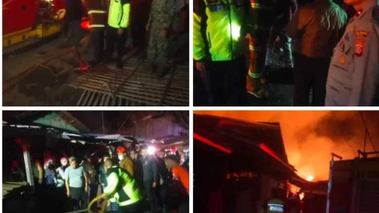 POLISI OLah TKP Pasar Andir Bayongbong Ludes Dilalap Api – 26 Kios Hangus, Kerugian Ratusan Juta!