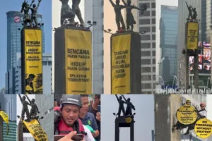 Aksi Greenpeace Bundaran HI: 5 Orang Dipulangkan, 6 Aktivis Masih di Polda Metro