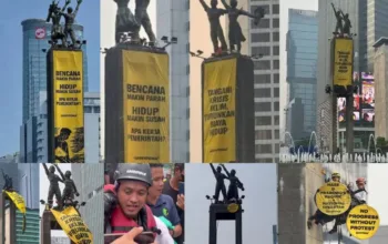 Aksi Greenpeace Bundaran HI: 5 Orang Dipulangkan, 6 Aktivis Masih di Polda Metro