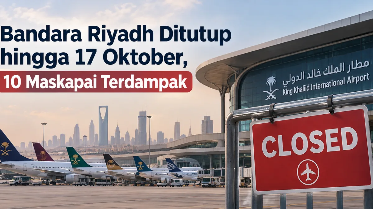 Bandara Riyadh Ditutup hingga 17 Oktober, 10 Maskapai Terdampak